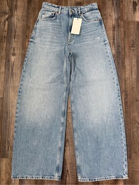 Zara  TRF Light Blue High Rise Wide Leg Denim Jeans 8
